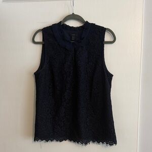 J. Crew Dark Blue Lace Sleeveless Top